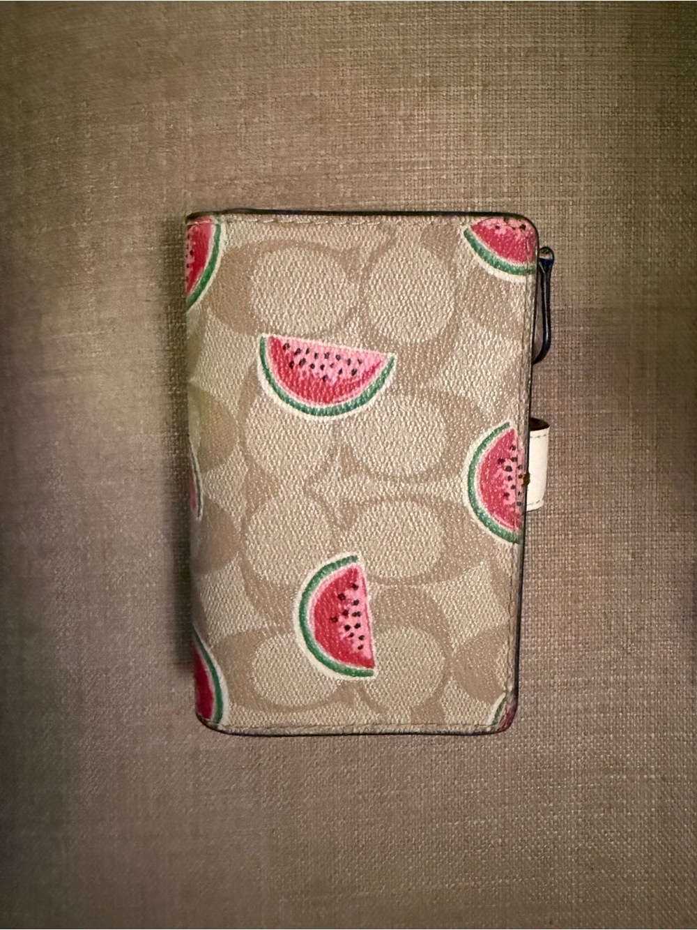 Coach Beige Signature Canvas Crossbody with Watermelon Print and White Strap and - Picture 3 of 9